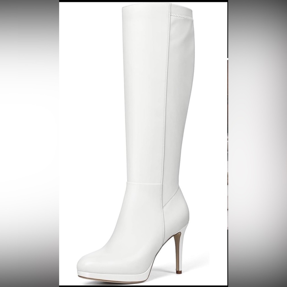 Lumeheel Women's White Knee-High Fashion Boots